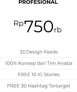 PROFESIONAL 750rb Rp 33 Design Feeds 100% Konsep dari Tim Anaba FREE 10 IG Stories FREE 30 Hashtag Tertarget